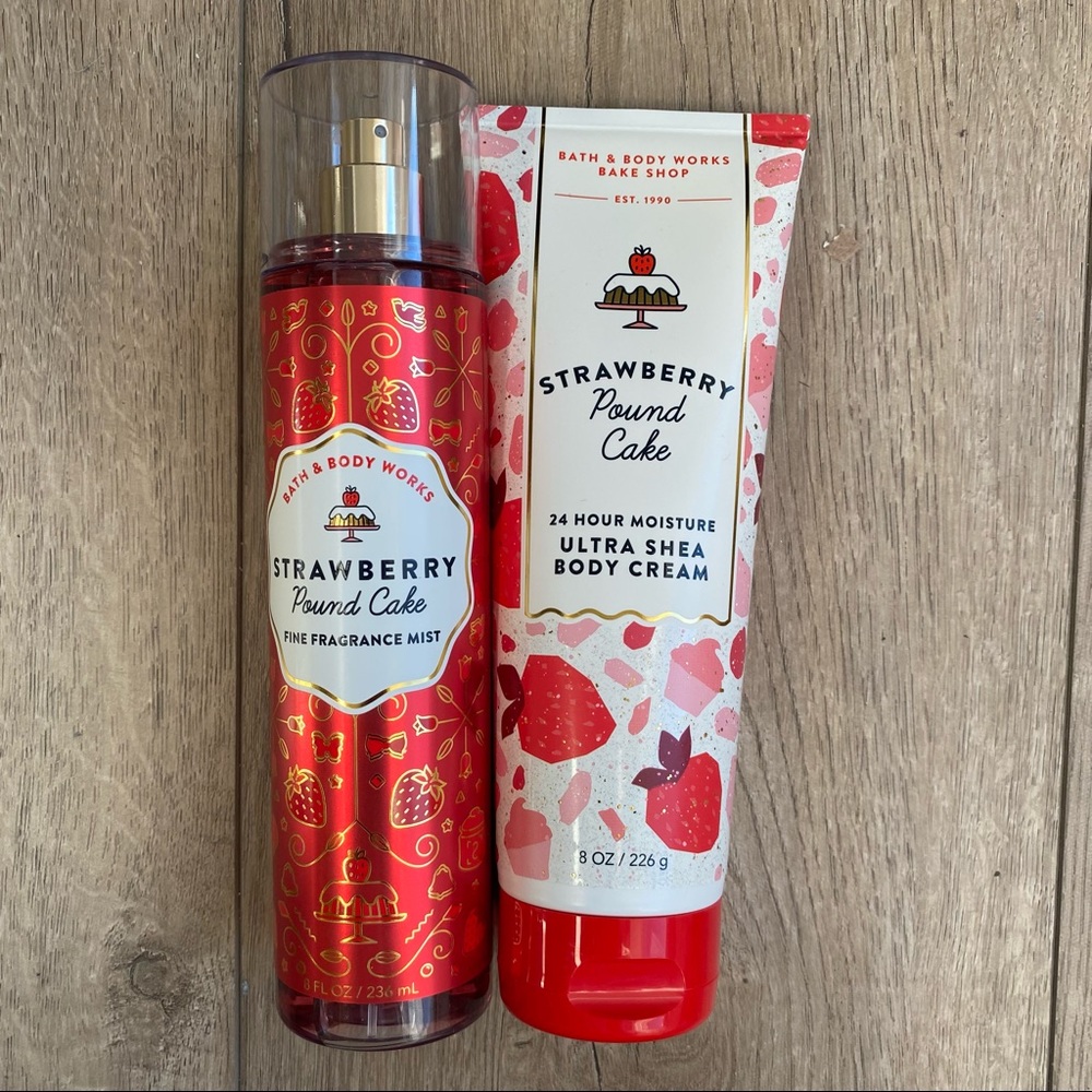 BBW Strawberry Poundcake Body Care Bundle